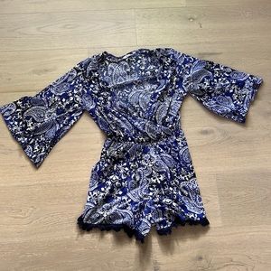 Blue pattern romper
